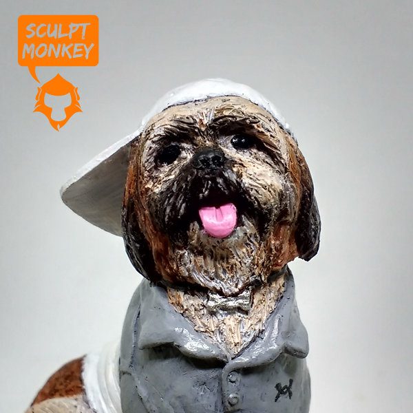 Shadow Shih tzu dog figurine - Face close up