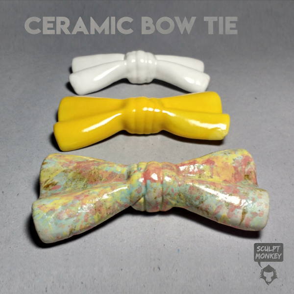 Stoneware White Yellow Pastel mix - Ceramic Bow Tie