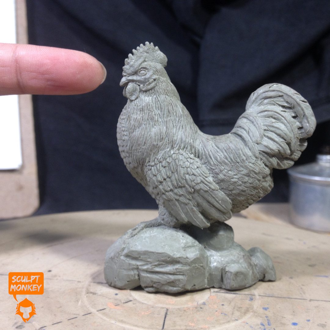 Black Chicken Figurine Sculpt Size Finger Comparison