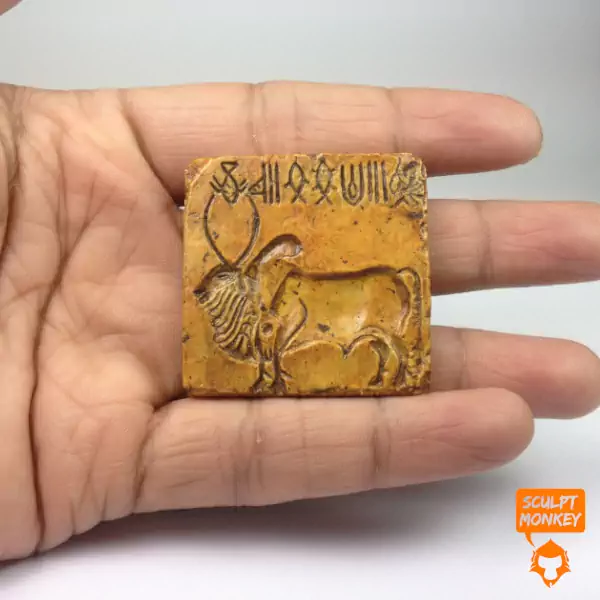 Indus Valley Bull Seals Painted Hand Size Comparison