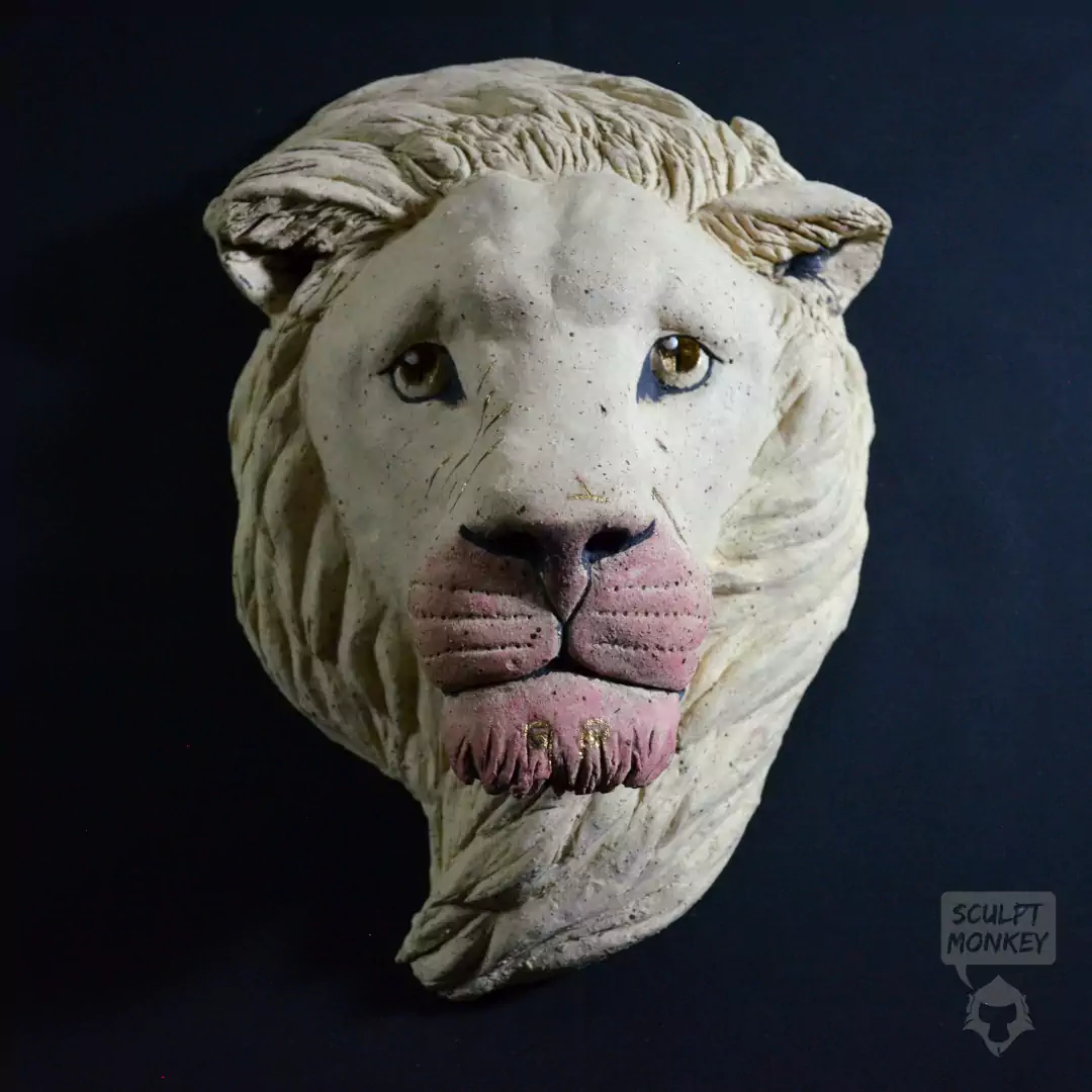 Khata Lion Sculptural Wall Hanging - Front View